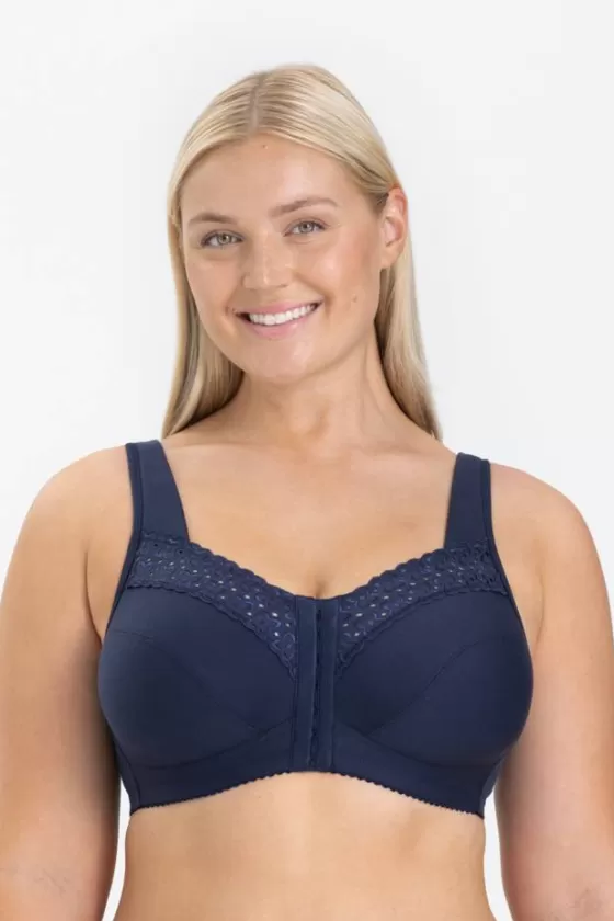 Bra | Non-Wired Bras | Miss Mary Broderie Anglaise front-closure bra Darkblue