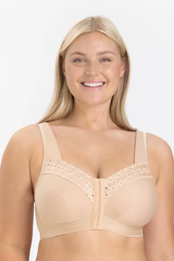 Bra | Non-Wired Bras | Miss Mary Broderie Anglaise front-closure bra Beige