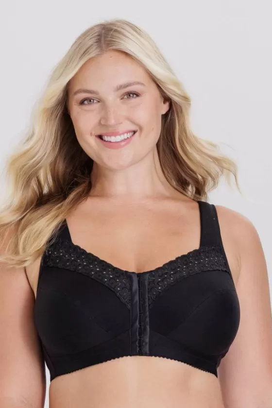 Bra | Non-Wired Bras | Miss Mary Broderie Anglaise front-closure bra Black