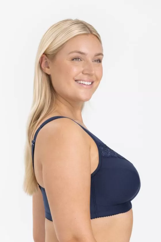 Bra | Non-Wired Bras | Miss Mary Broderie Anglaise front-closure bra Darkblue