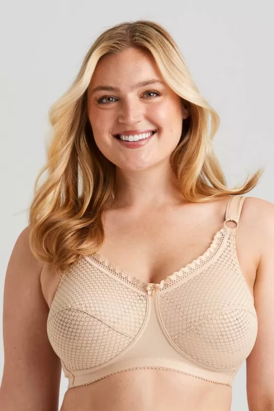 Bra | Non-Wired Bras | Miss Mary Cotton Dots bra Beige