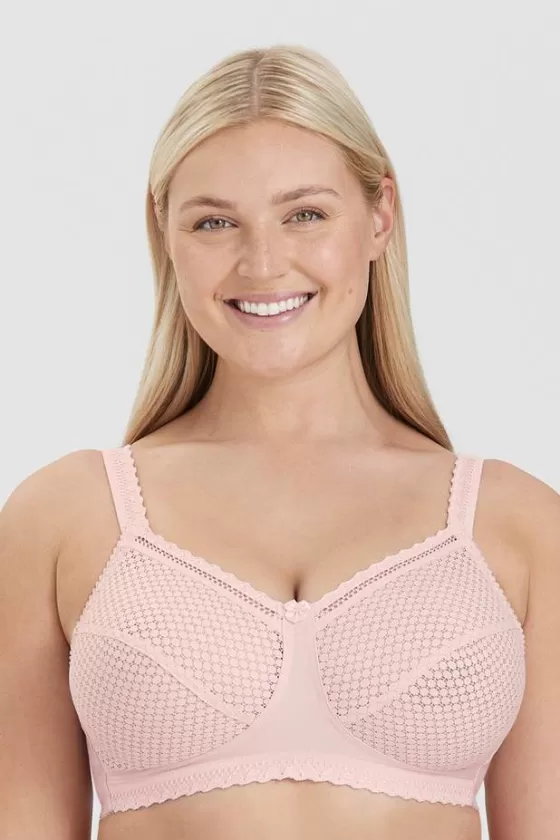 Bra | Non-Wired Bras | Miss Mary Cotton Dots Lace bra DustyPink