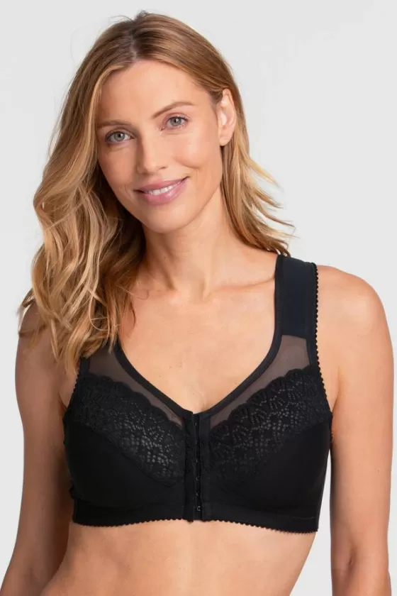 Bra | Non-Wired Bras | Miss Mary Cotton Ease front-closure bra Black