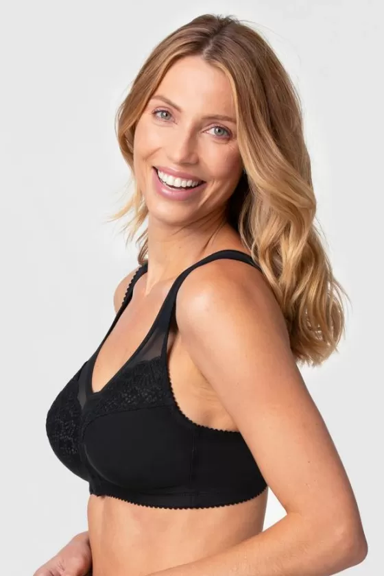 Bra | Non-Wired Bras | Miss Mary Cotton Ease front-closure bra Black