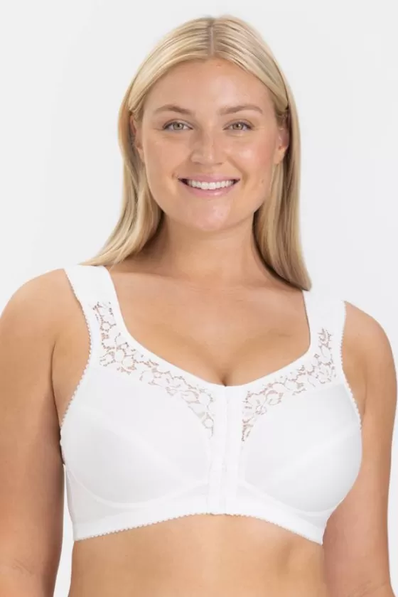 Bra | Non-Wired Bras | Miss Mary Cotton Lace front-closure bra White