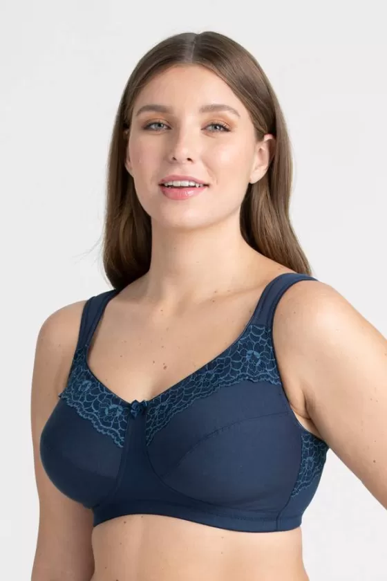 Bra | Non-Wired Bras | Miss Mary Cotton Now minimizer bra Darkblue