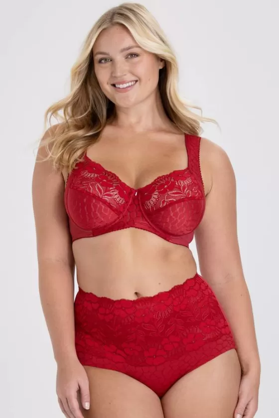 Bra | Underwired Bras | Miss Mary Jacquard & Lace bra Red