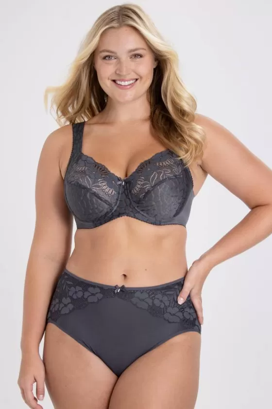 Bra | Underwired Bras | Miss Mary Jacquard & Lace bra DarkGrey