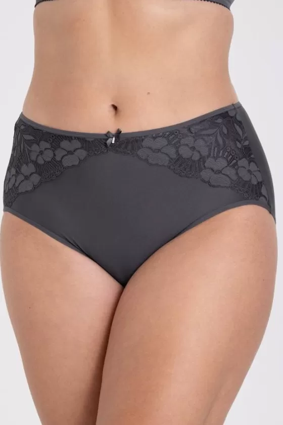 Panties | Miss Mary Jacquard & Lace panty DarkGrey