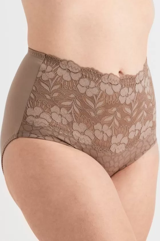 Panties | Miss Mary Jacquard & Lace panty girdle Taupe