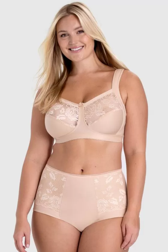 Non-Wired Bras | Cotton Bras | Miss Mary Lovely Lace Support bra Beige