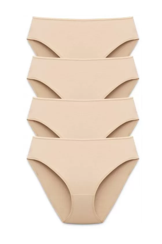 Panties | Miss Mary 4-pack Basic Cotton tai panty beige