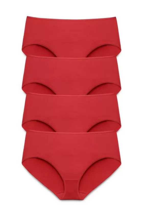 Panties | Miss Mary 4-pack Maxi panty in micro feeling red